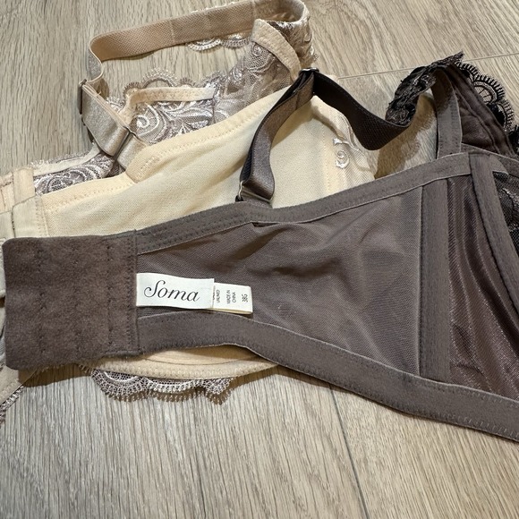 Set Of 2 Soma Sensuous Lace Unlined Bra Balconette 38G Underwire Black Lace Sexy - Picture 6 of 9